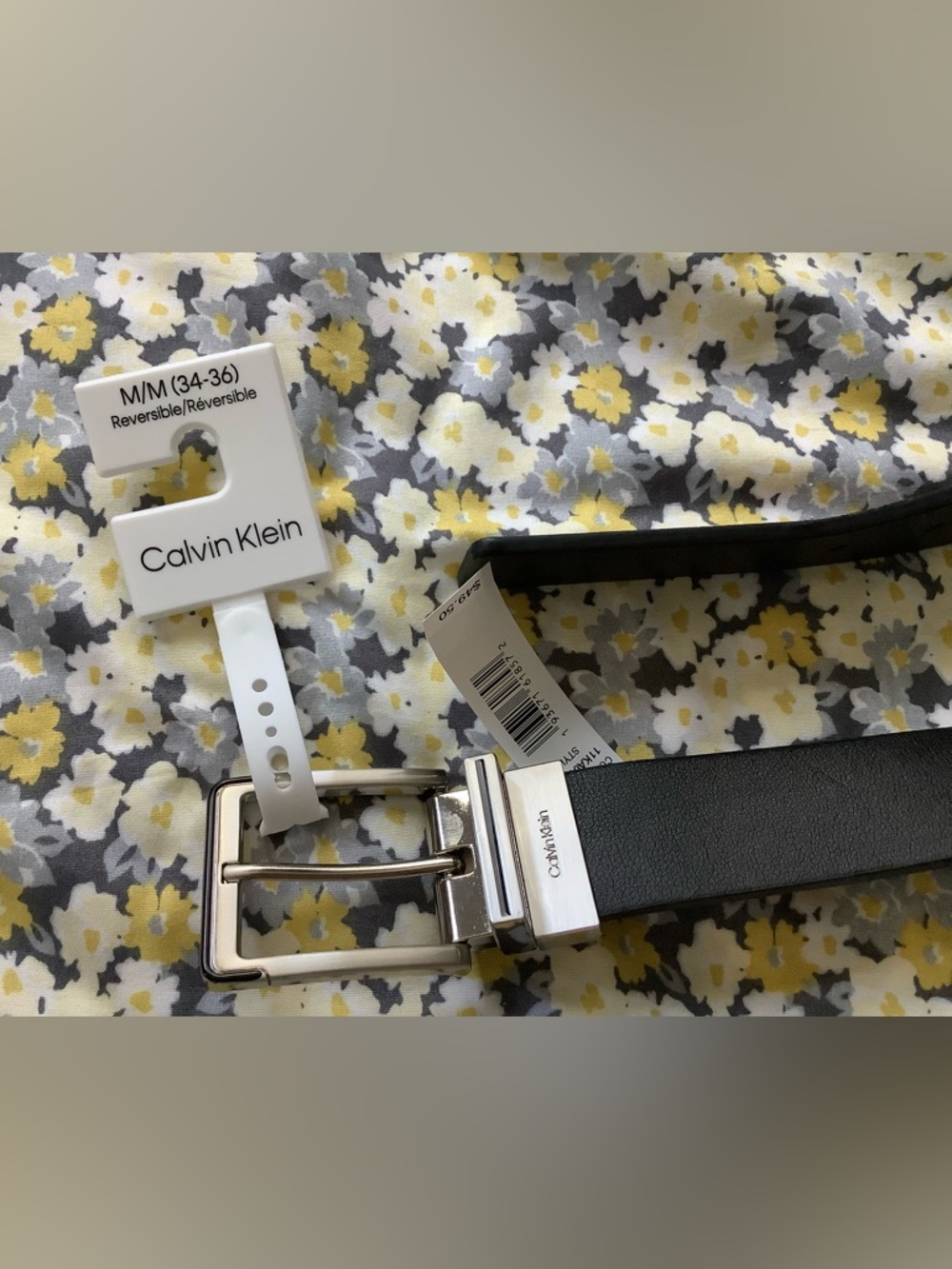 Calvin Klein Men’s Black Leather Belt with Silver Buckle